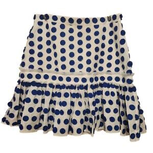Alexis Harley Blue White Fringe Polka Dot Mini Skirt Size XL
